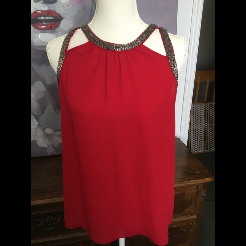 Crepe top with bead detailing